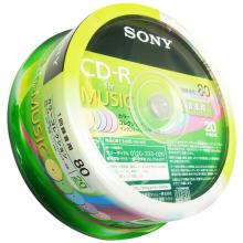 索尼（SONY）CD-R 光盘刻录盘 48速700MB 桶装20片 五彩Audio音乐可打印