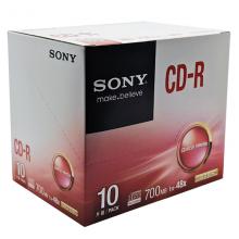 索尼（SONY）CD-R 光盘刻录盘 48速700MB 单片盒装10片/包 空白光盘