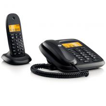 摩托罗拉(Motorola)CL101C数字无绳电话机座机子母机中文显示免提套装办公家用一拖一固定无线座机(黑色)